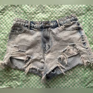 Women’s High-Waist Distressed Denim Shorts - Light Blue 🩵